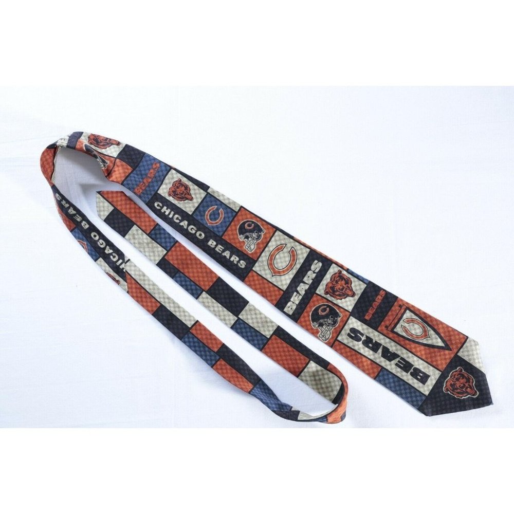 NFL Chicago Bears orange blue 100% silk mens tie